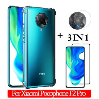Ốp điện thoại mặt kính trong suốt 3 trong 1 cho Pocophone f2 pro xiaomi redmi k30pro