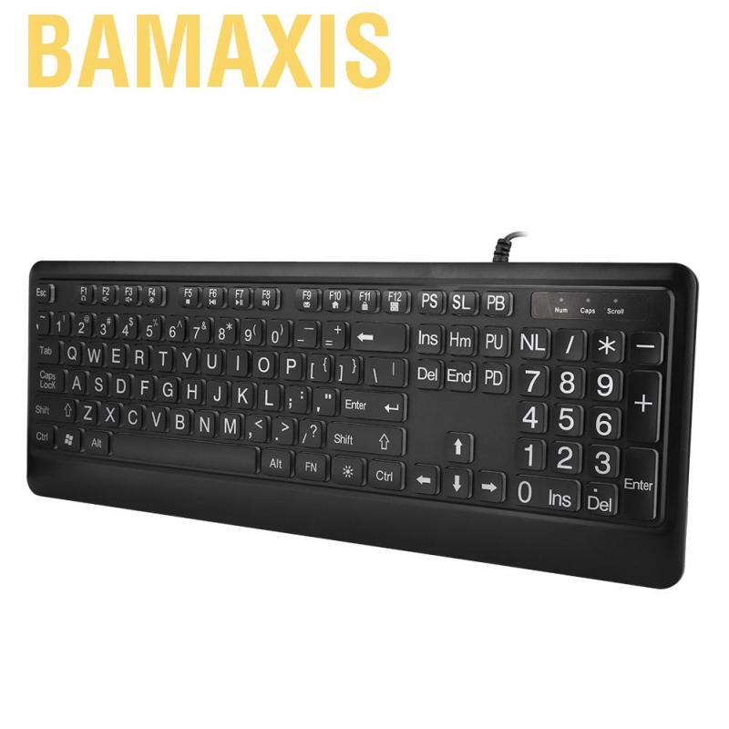 Bamaxis Ergonomic USB Interface Multimedia LED White Backlight Keyboard for Old Man