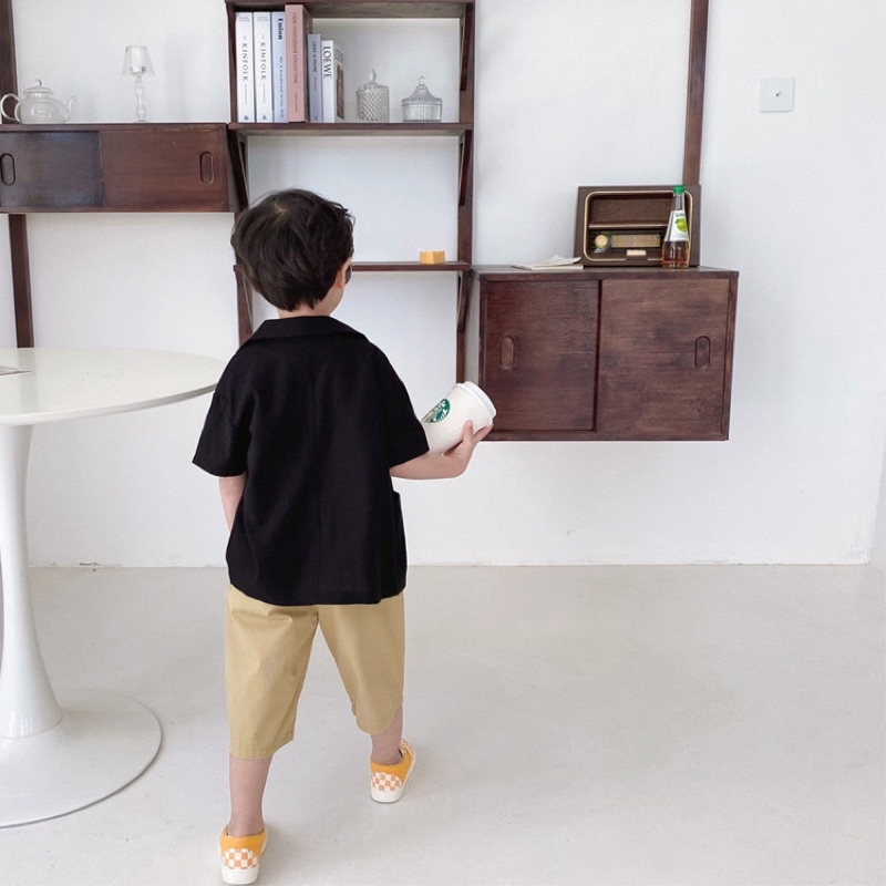 Blazer Đen Ngắn Tay Hàn Quốc Cho Bé