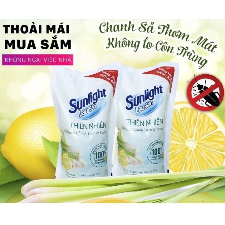 Nước lau sàn Sunlight Chiết Xuất Chanh xả và Cif hương hoa thiên nhiên Chai 900g