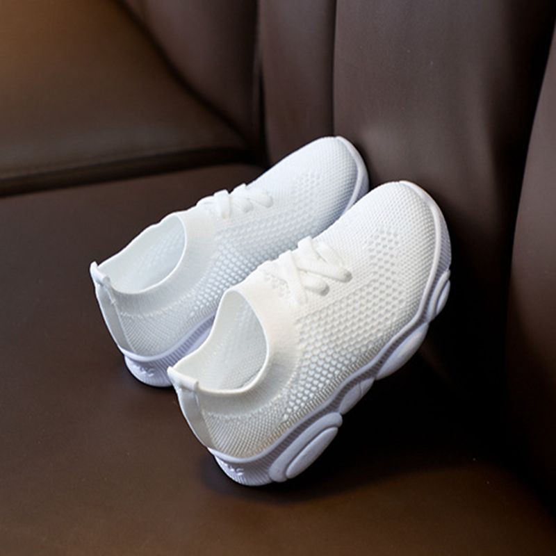 1-6T Kids White Shoes Boy Knitted Sports Sneaker Shoes Girls Mesh Breathable Bear Running Shoe Black
