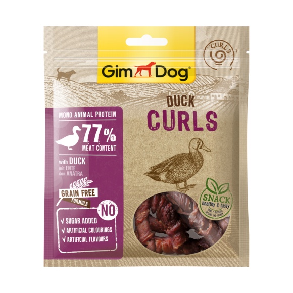 Thịt cuộn sấy nguyên miếng GimDog Duck Curls - Chicken Curls 55g cho chó - chính hãng Gim Dog Đức