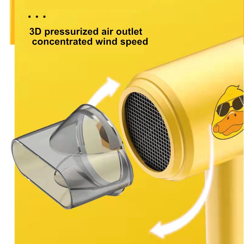 Máy Sấy Tóc Tạo Ion Âm Không Ồn Công Suất Cao Hình Chú Vịt Vàng Đáng Yêu