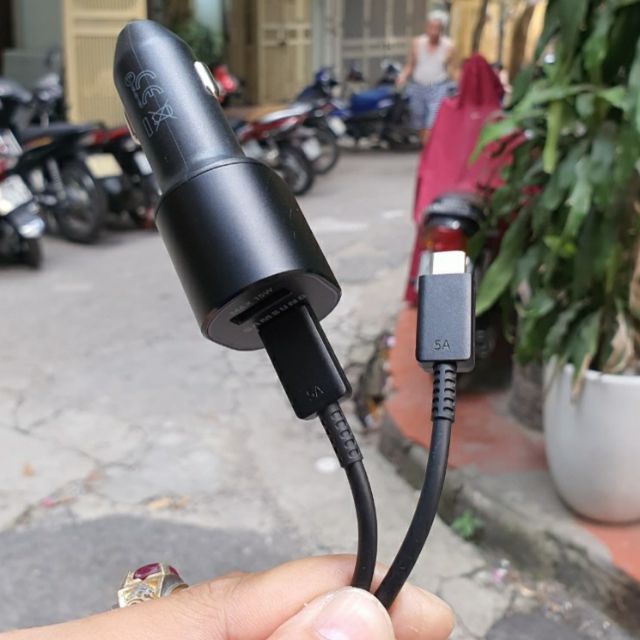 Tẩu sạc siêu nhanh ô tô 2 cổng Samsung Car Charger 60W ( 45W + 15W ) EP-L5300 Kèm Cáp 5A C To C - Hàng chính hãng