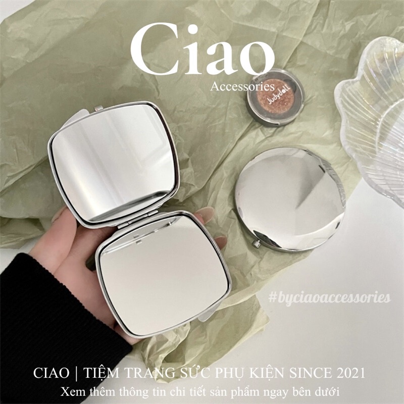 [HOẢ TỐC 1H] Gương cầm tay bản vuông/ tròn 2 mặt đơn giản tinh tế Ciao accessories