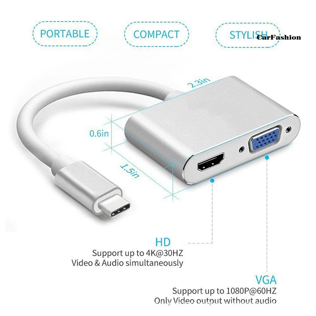 CDNP_Type C USB C to VGA HDMI-compatible Adapter 2 in 1 Portable Converter Docking Station for Computer