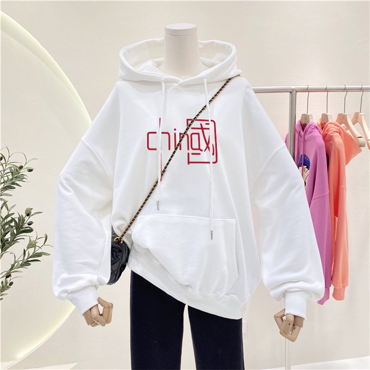 ZHELIHANGFEI Áo Hoodie Tay Dài Form Rộng Theo Phong Cách Trung Quốc Dễ Phối Đồ