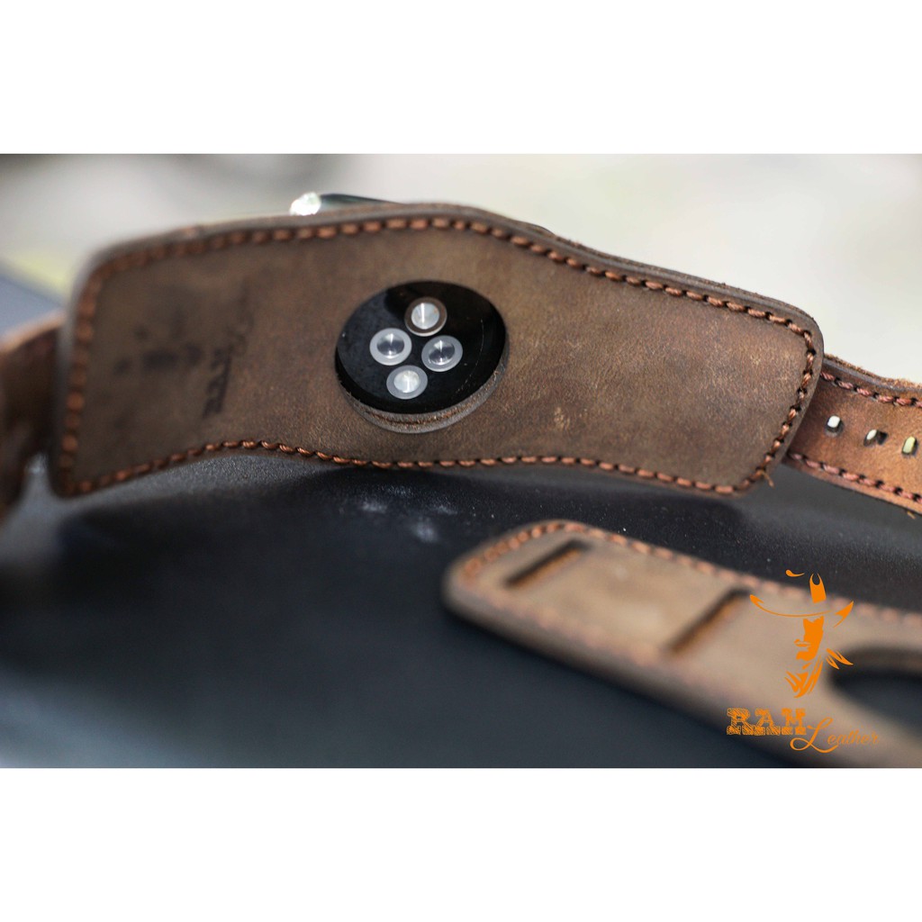 Dây apple watch da bò nâu đất kèm bundstrap chống mồ hôi RAM Leather b2 - tặng khóa chốt và adapter