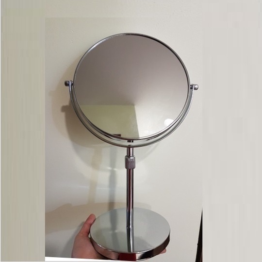 Gương trang điểm loại xịn size lớn điều chỉnh độ cao tới 43cm - Gương để bàn 2 mặt inox Minmax26