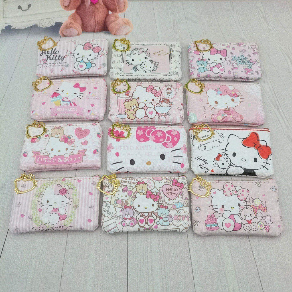 Ví Đựng Tiền Xu Mini Có Khóa Kéo Họa Tiết Hello Kitty Hoạt Hình Đáng Yêu