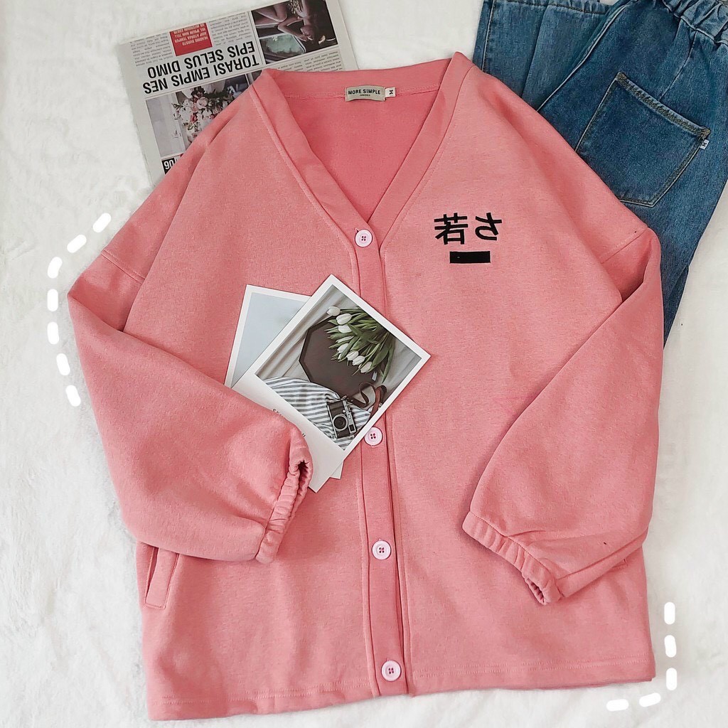 Áo khoác Cardigan Nỉ Bông CUBE THÊU TIẾNG HÀN PHONG CÁCH BLACKPINK Form Rộng Unisex Nam Nữ Ulzzang