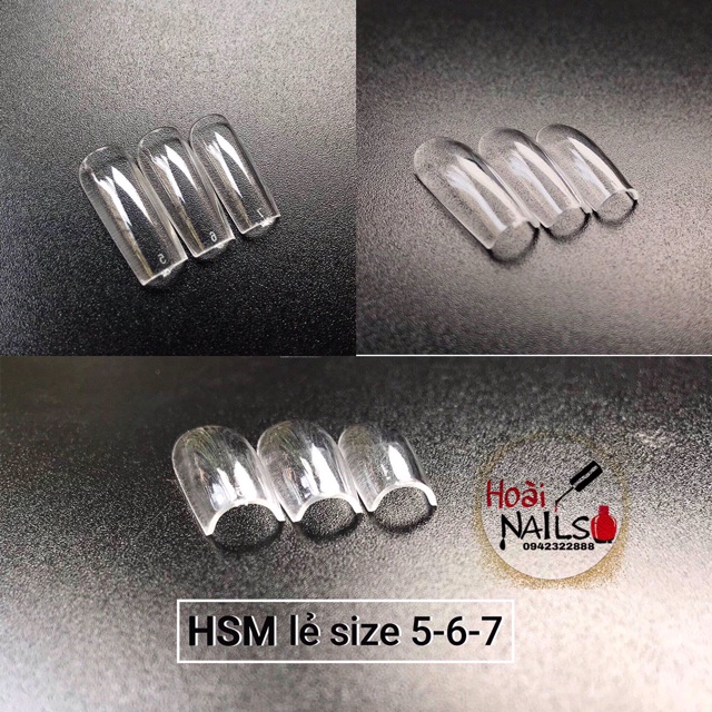 Móng hsm lẻ size 5,6,7,8,9 ( hàng loại 1 thẳng dài 50m/túi) - Phụ kiện Nail