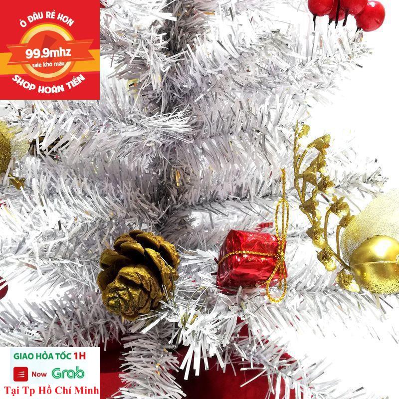 Cây Thông Noel Để Bàn 40Cm Màu Trắng Đế Nhựa Bọc Vải Đỏ