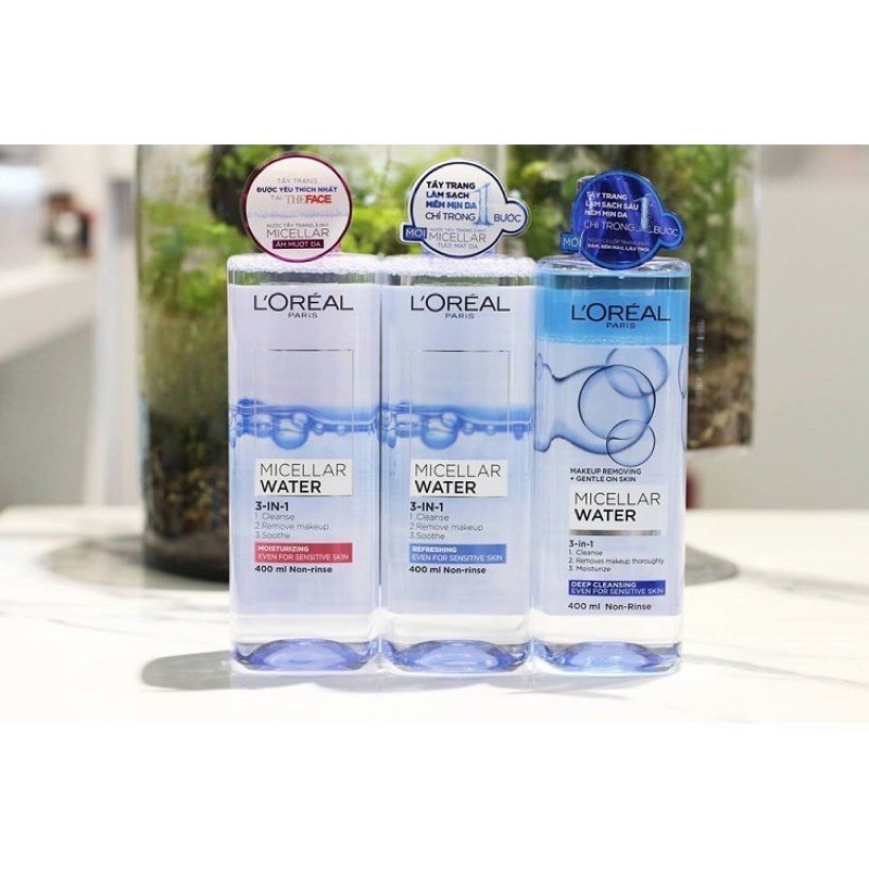 Nước tẩy trang cho mọi loại da L'Oreal Paris 3-in-1 Micellar Water 400ML | BigBuy360 - bigbuy360.vn