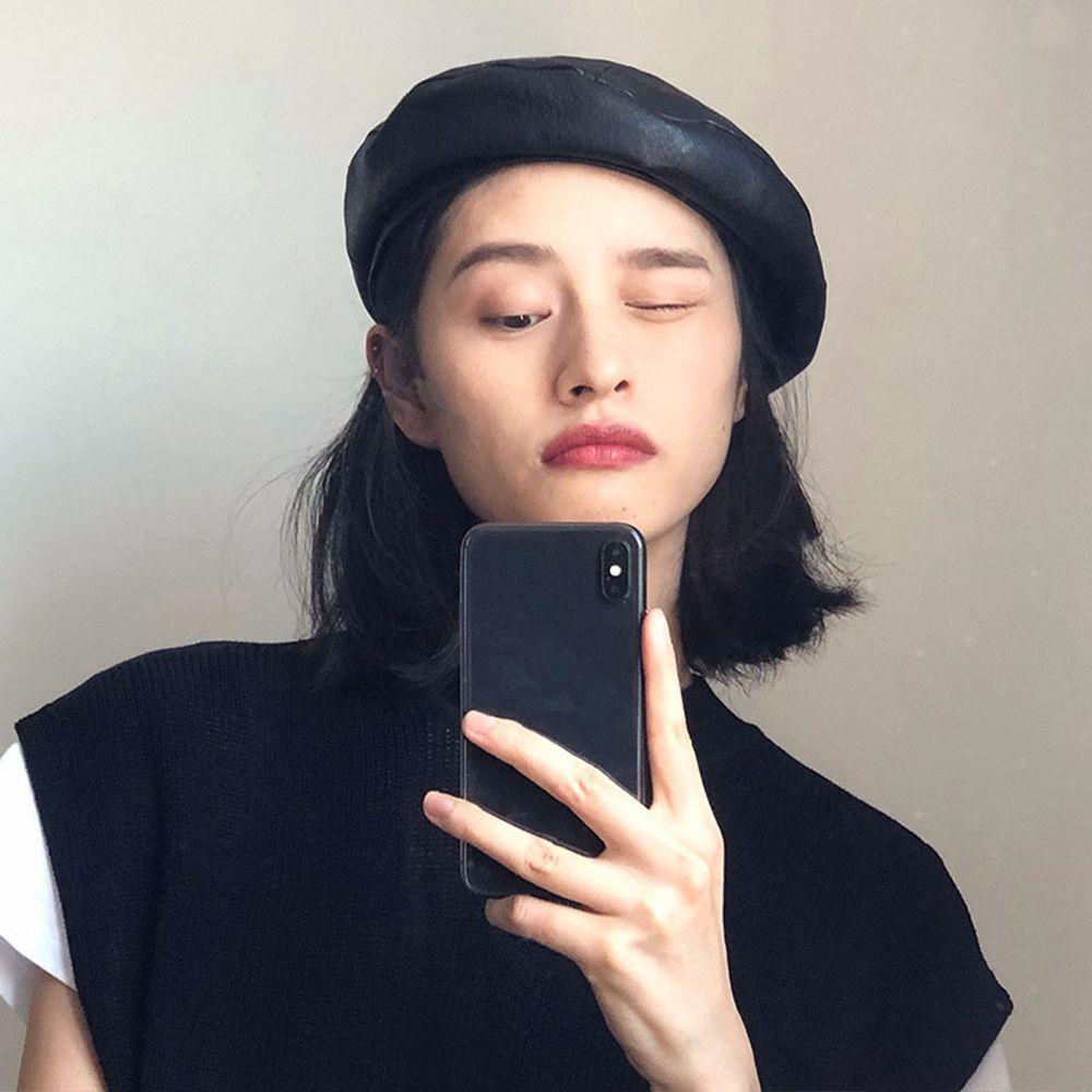 Mũ Beret Da PU Thời Trang Cá Tính Cho Nữ