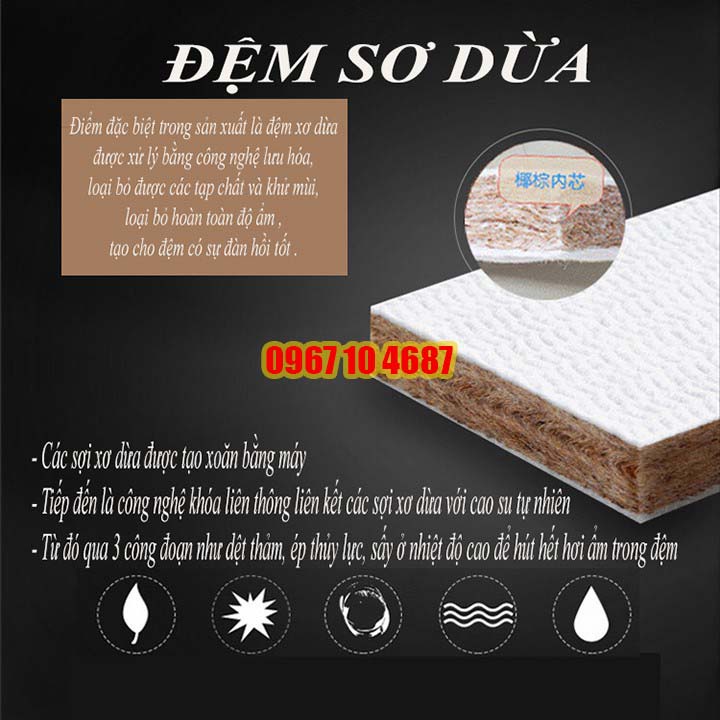 Nệm sơ dừa cho cũi, Đệm cũi cho bé 100% xơ dừa tự nhiên - Thoáng mát