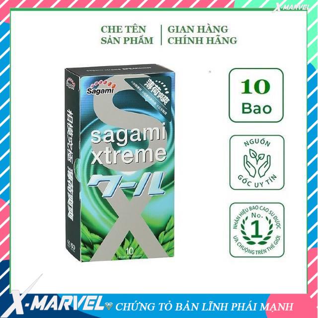 Bao cao su Siêu mỏng, hương Bạc Hà, Sagami Xtreme Spearmint Nhật Bản (Hộp 10C) /điều hòa niềm vui