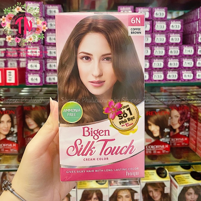 Thuốc Nhuộm Tóc Phủ Bạc Bigen Silk Touch Cream Color số 6N Coffee Brown (Nâu Cà Phê)