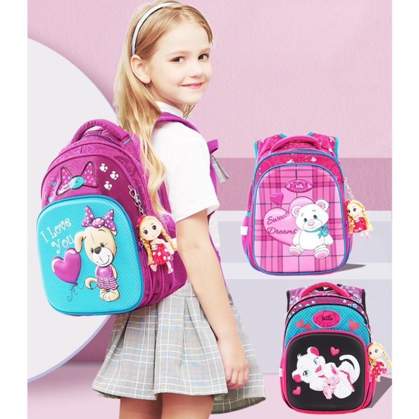 Balo Delune siêu nhẹ giảm gánh nặng vai vỏ mềm giành cho bé gái lớp 1-4