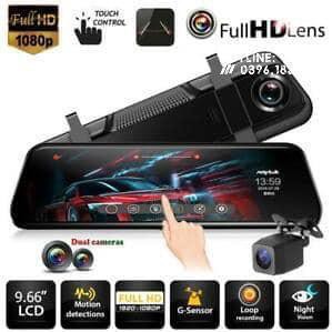 [Giảm giá]  CAMERA HÀNH TRÌNH GƯƠNG 10 INC ANYTEK T12 SIÊU NÉT FULLHD/GPS/ADAS KÈM CAMERA LÙI mới 2020