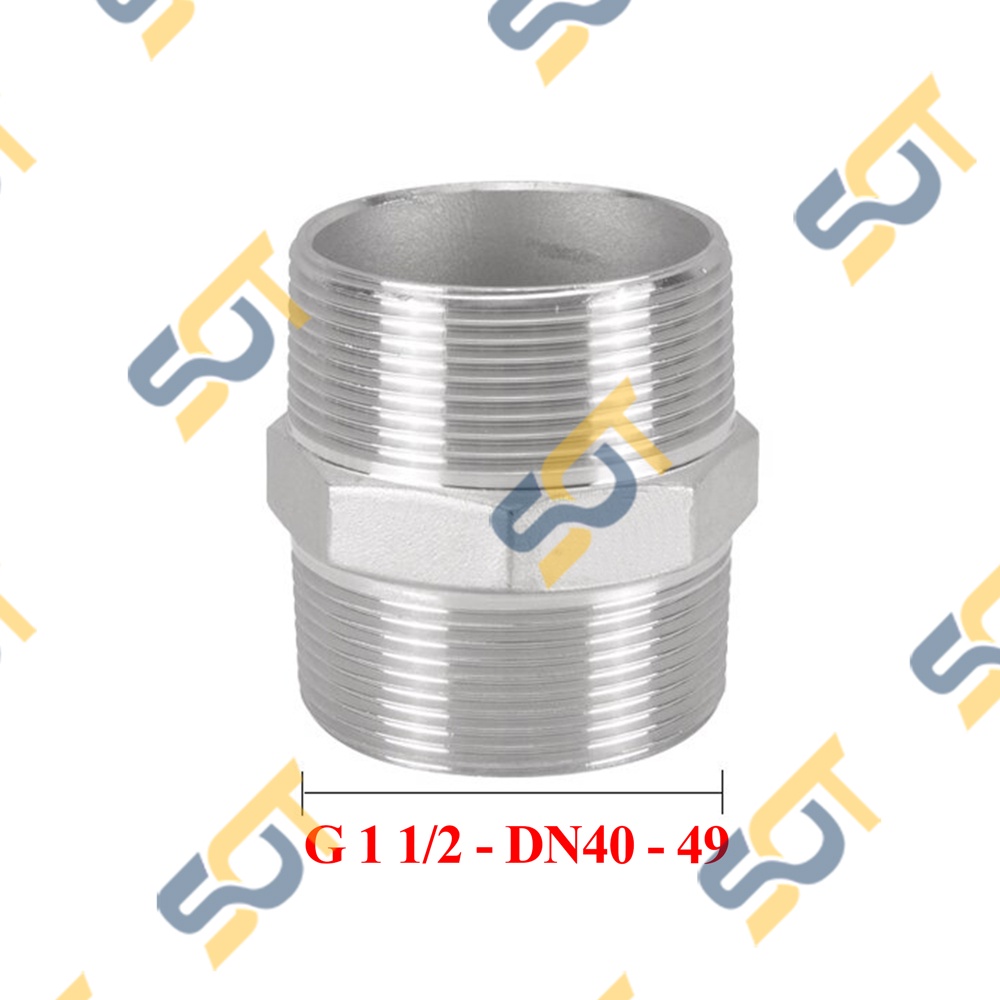 [KÉP REN 34 42 49 60] Hai đầu ren ngoài - Inox Sần (Inox pipe reducing hexagon nipple) - Man thu &amp; đều