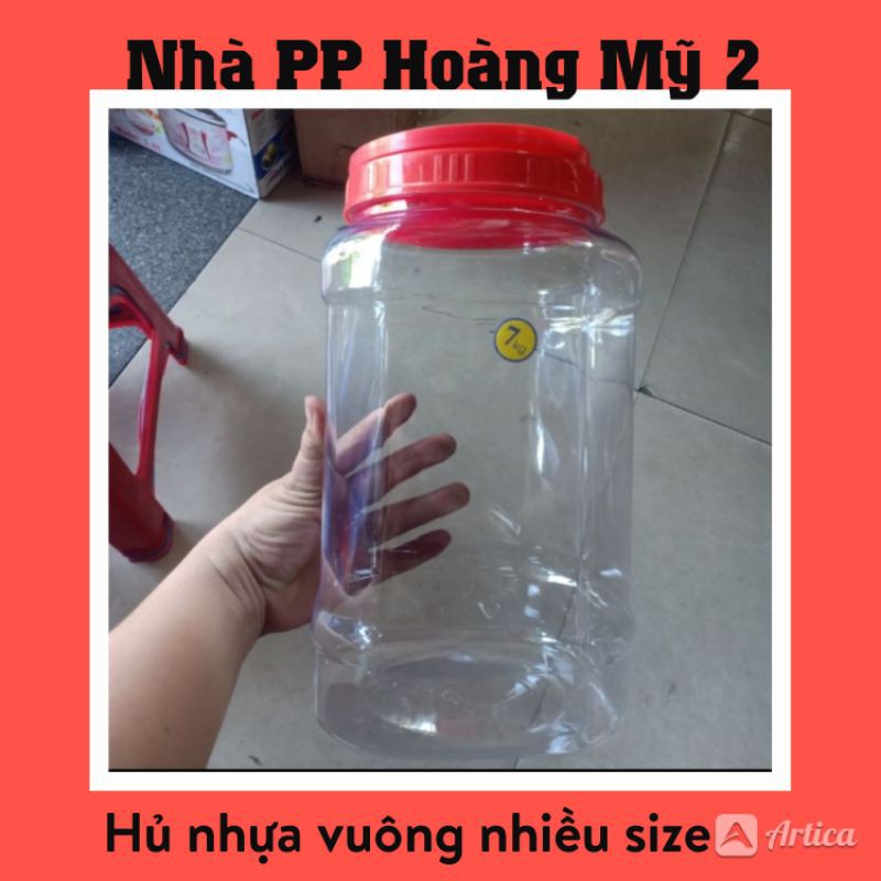 HỦ NHỰA VUÔNG CÓ QUAI,3KG,5KG,7KG,10KG