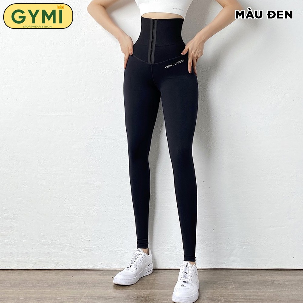 Quần tập gym yoga nữ GYMI QD33 Yimriz Unique dáng legging chất thun lạnh kèm đai Latex nịt bụng thu gọn eo nâng mông