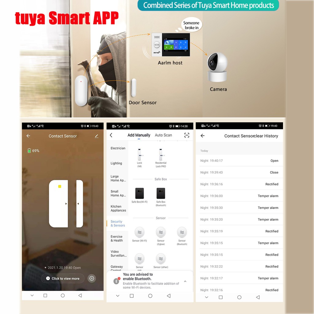 Thiết Bị Báo Động Cảm Biến Mở Cửa Wifi Thông Minh Bảo Vệ An Toàn Cho Nhà Ở