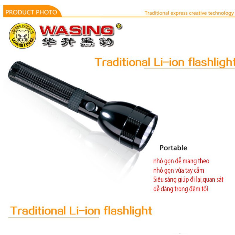 Đèn pin Wasing CHÍNH HÃNG mã 203,siêu sáng,độ bền cao,chịu va đập,chống nước tốt,tuổi thọ pin lâu dài