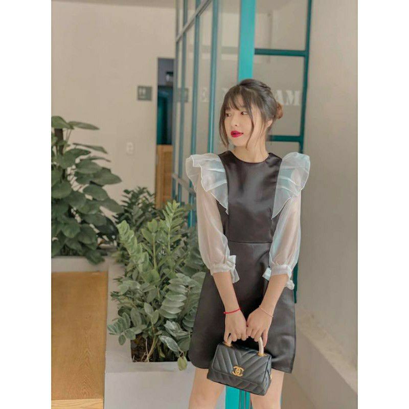 Đầm tay phồng phối bèo lai