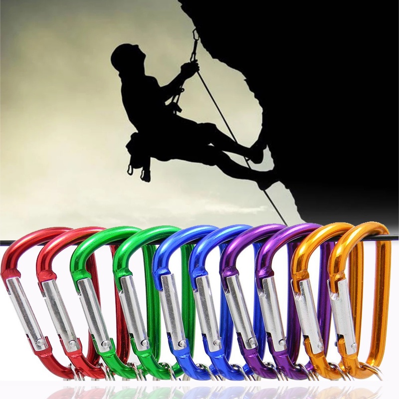 Set 5 Móc Khóa Leo Núi Hình Chữ D Bằng Thép Không Gỉ