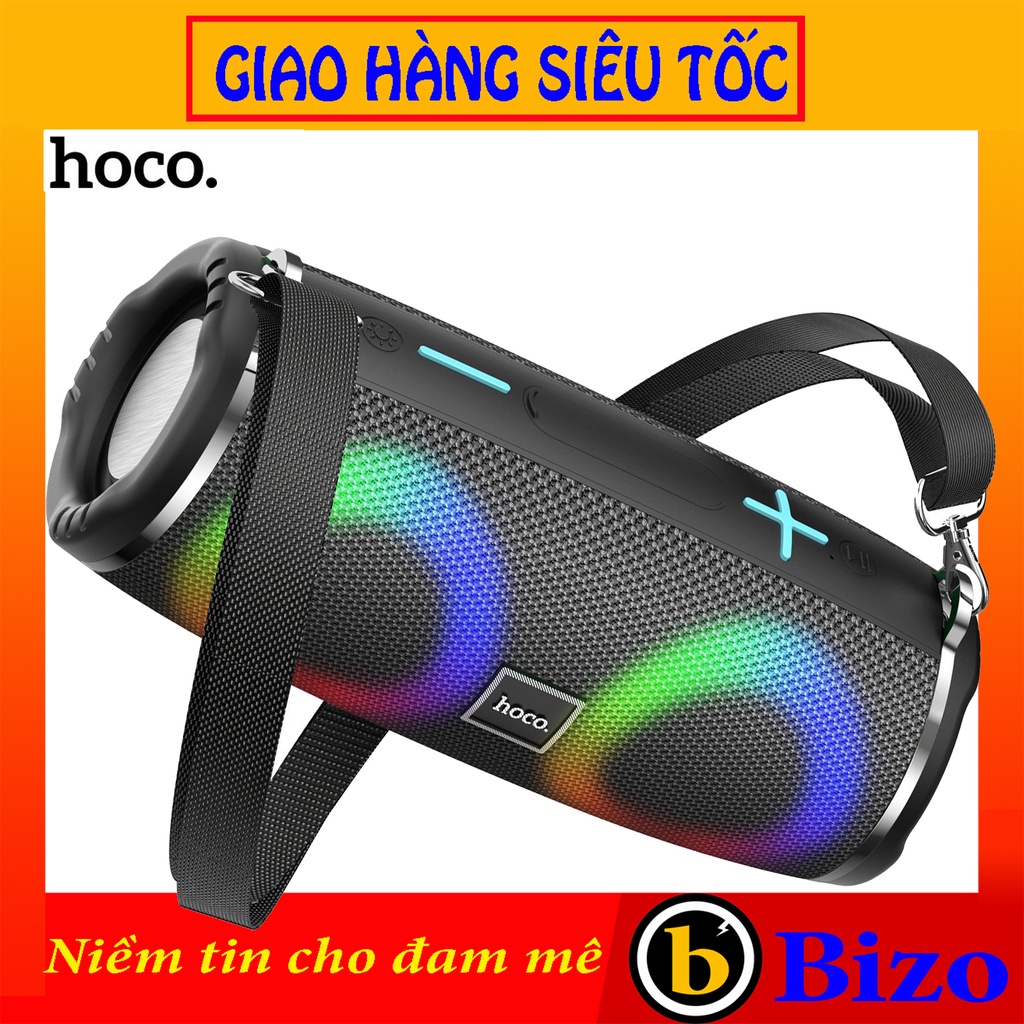 Loa BLUETOOTH HOCO HC12 AUX/TF/FM/V5.0 chống nước IPX4 kèm dây đeo chắc chắn kèm đèn LED nháy theo nhạc