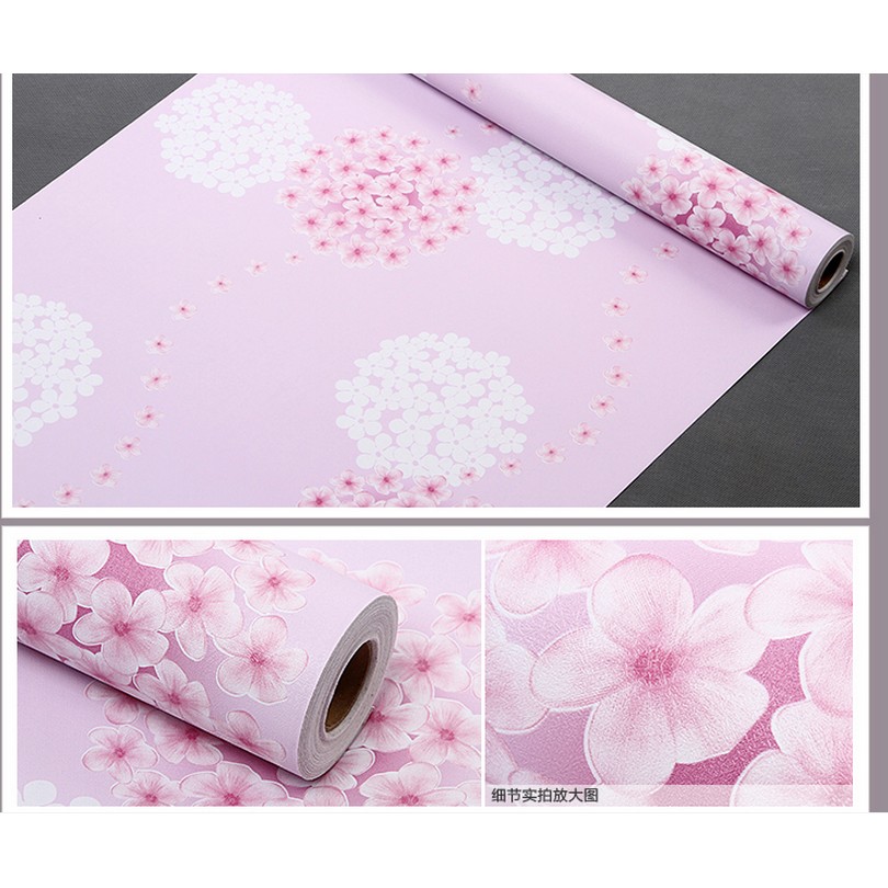 Decal giấy dán tường hoa chùm hồng