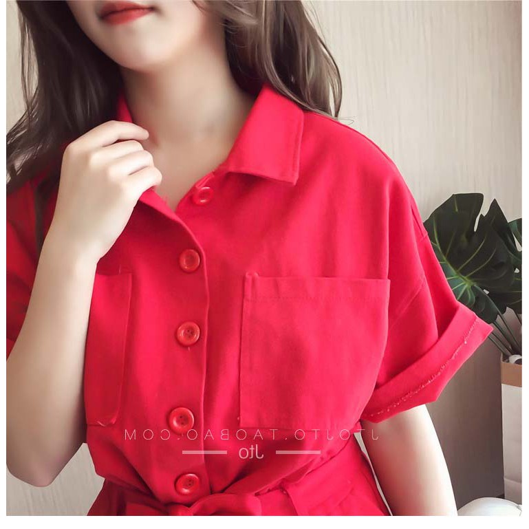 jumpsuit big size quảng châu sọc kiểu sơ mi D877