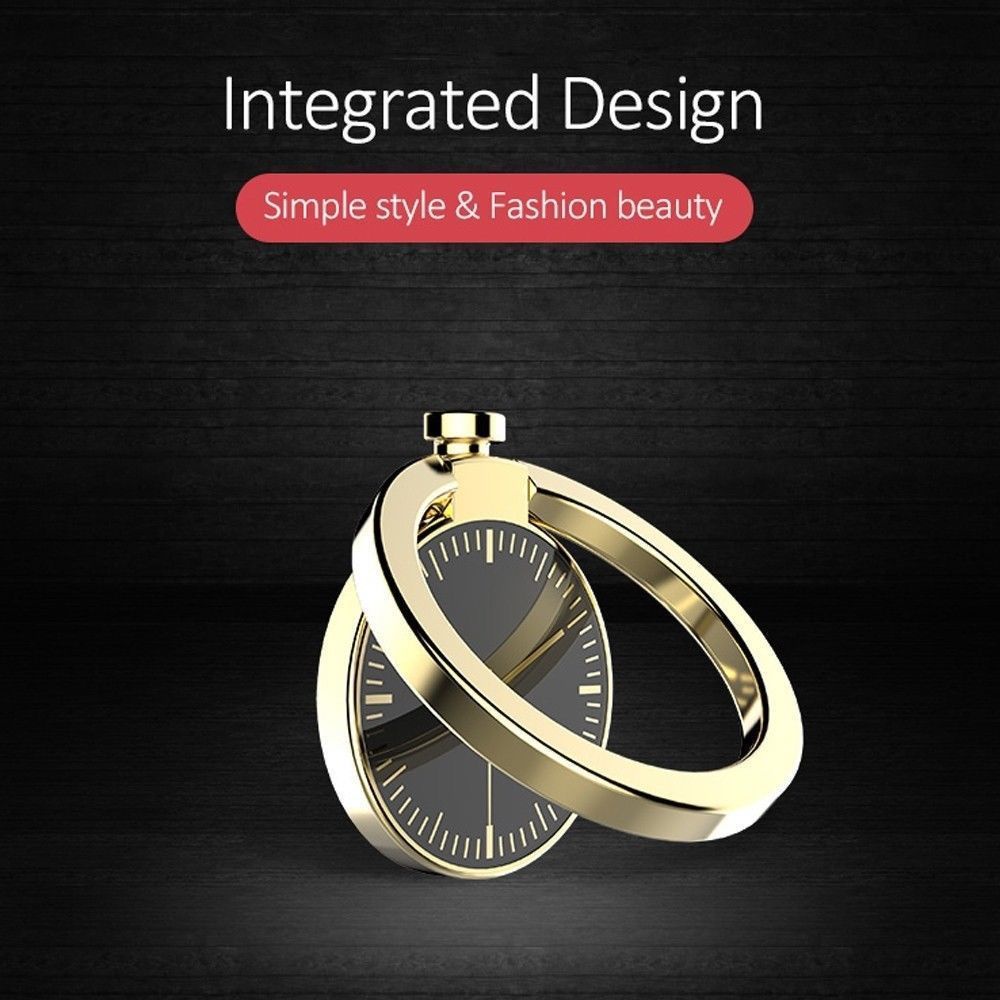 Nhẫn Đỡ Điện Thoại Hình Đồng Hồ Bằng Kim Loại Xoay 360 Độ Nhiều Màu Thời Trang