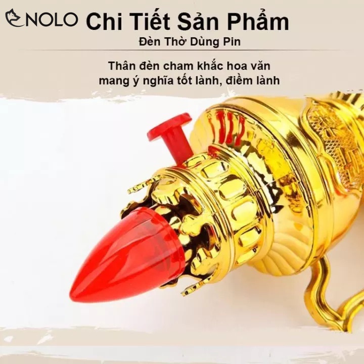 Đèn Dầu Đèn Bàn Thờ Đèn Thờ Điện Vĩnh Cửu Cao 17cm Dùng Nguồn Pin AAA
