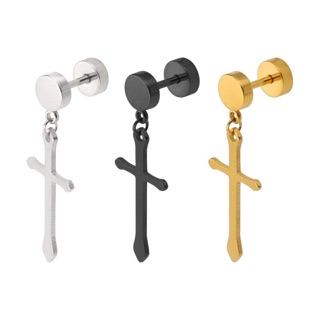 Khuyên tai nam chữ thập quả tạ cá tính MiNa1040