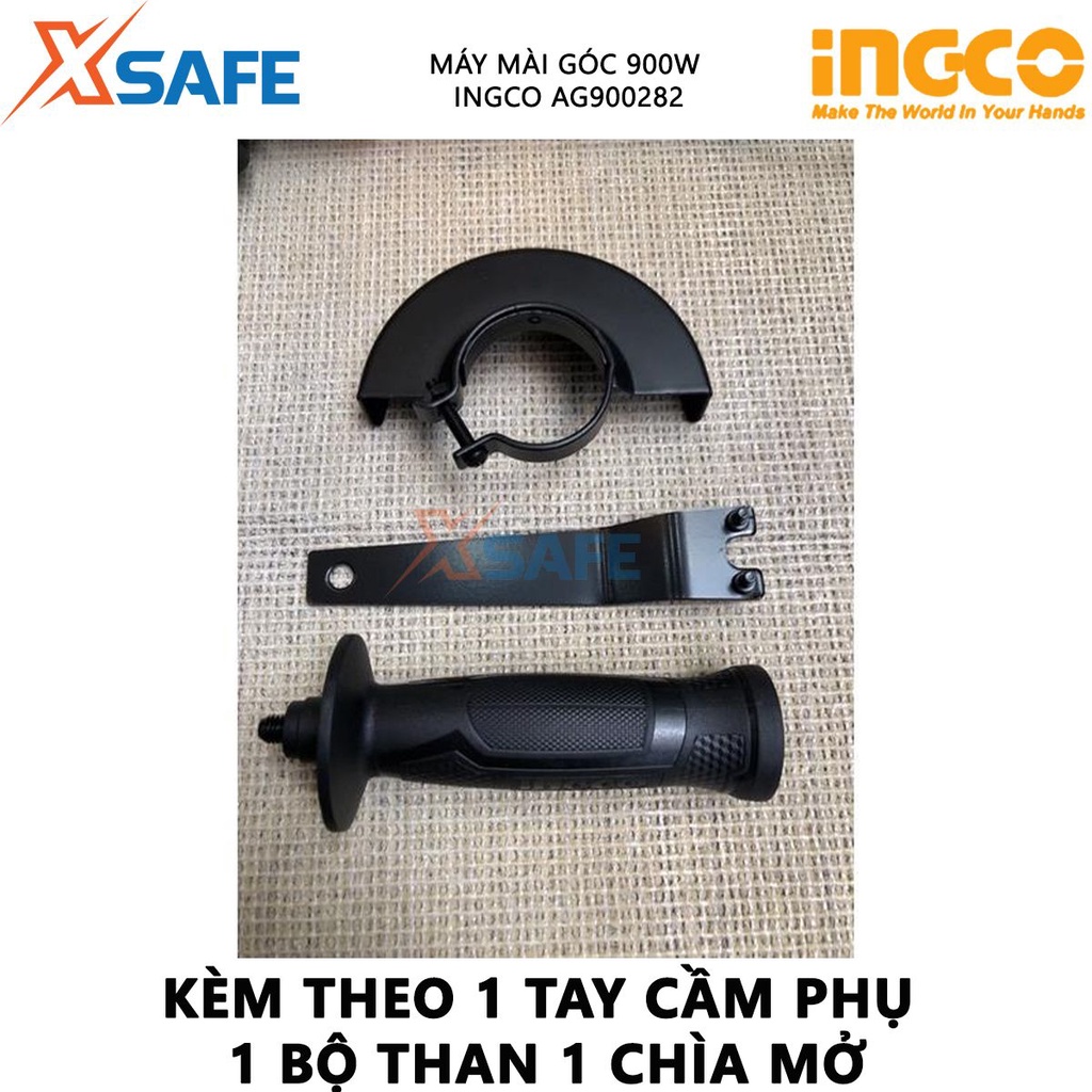 Máy mài góc INGCO AG900282 công suất 900W, đường kính đá mài 100mm, tốc độ không tải 12000v/p, lỗ cốt M10 - XSAFE