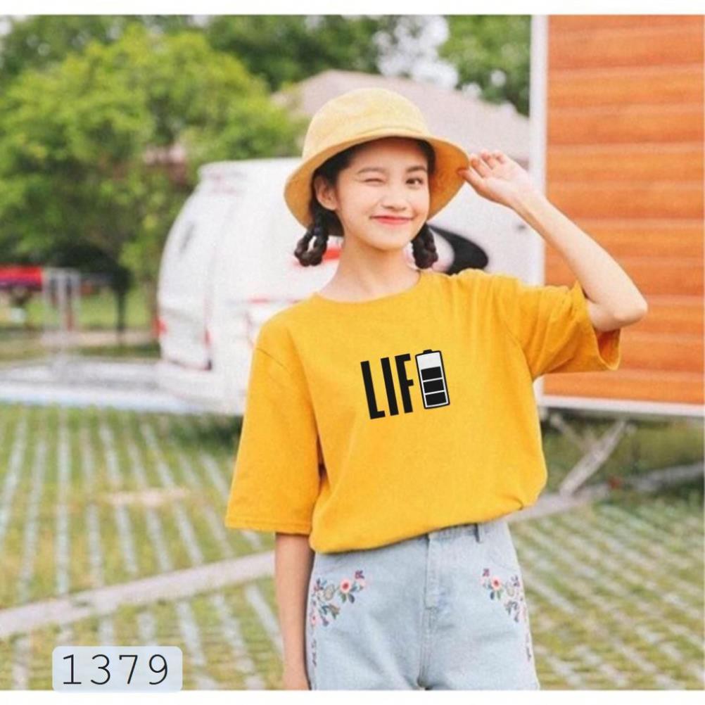 ÁO THUN TAY LỠ IN LIFE PIN 80/100 CÁCH ĐIỆU PHONG CÁCH HÀN QUỐC FREE SIZE 😍 *