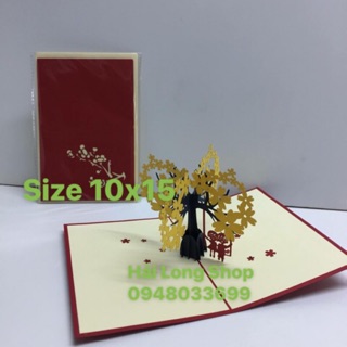 Cây Hoa  Anh Đào  - Flower - Cherry Blossom   - Thiệp 3D
