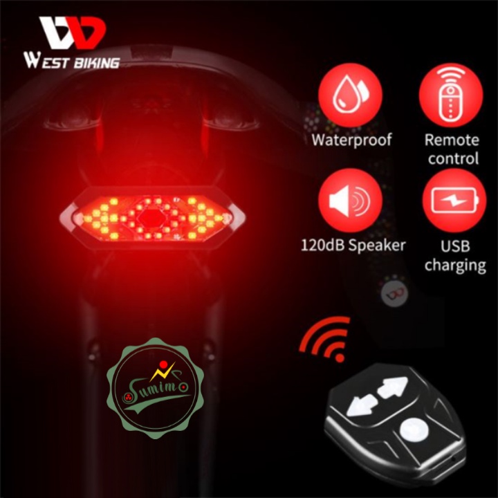 Đèn xe đạp - Đèn hậu xi nhan WEST BIKING FY-1820 điều khiển remote wireless