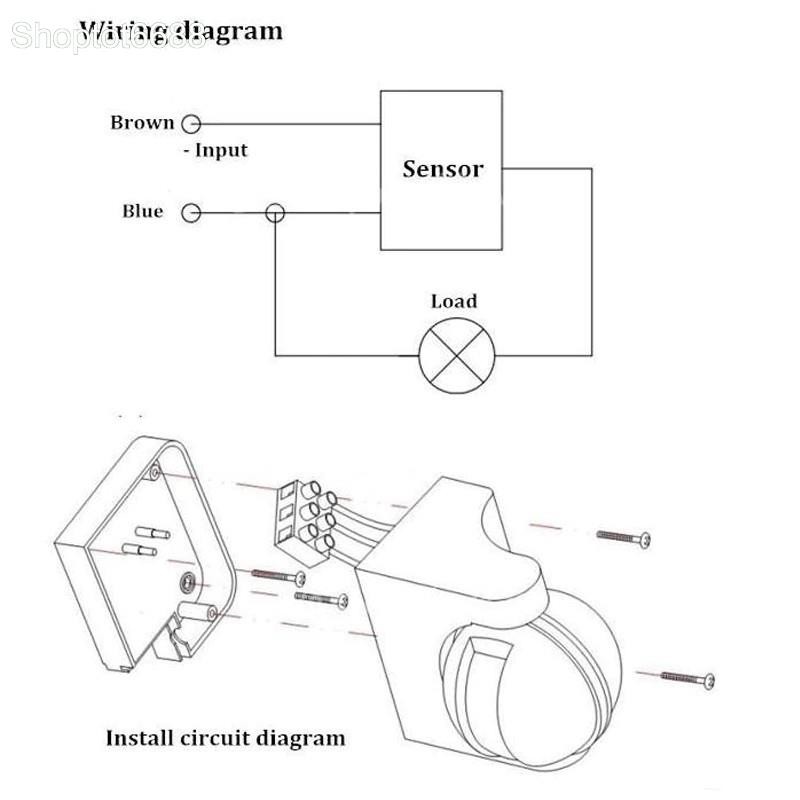 Công tắc cảm biến chuyển động hồng ngoại P002 gắn tường 1200W-220V có thể xoay 180 độ