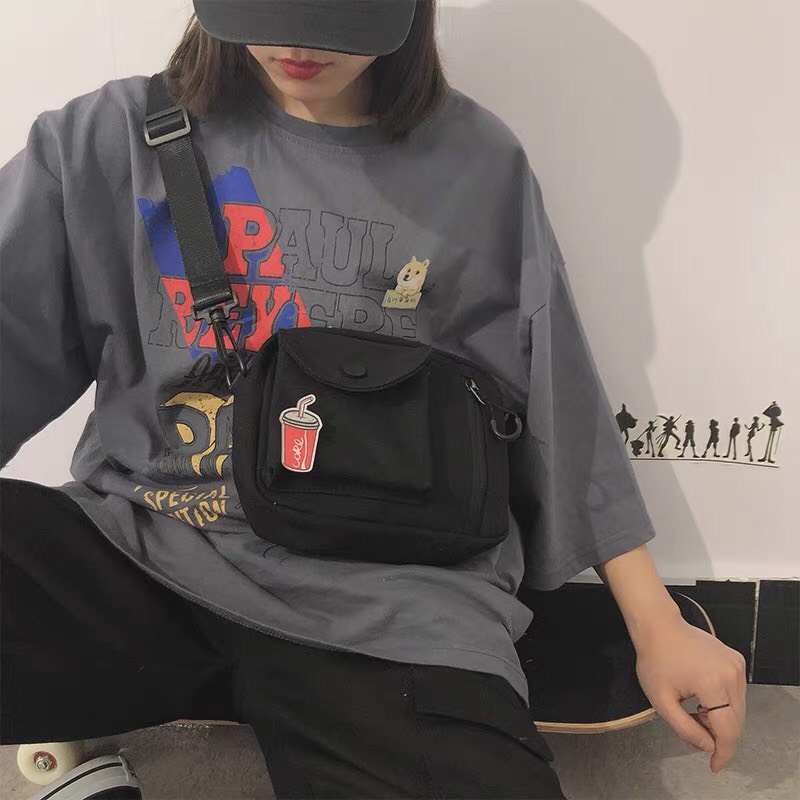 Túi đeo chéo nam nữ vải canvas mini bag nhỏ gọn khóa kéo dọc nhiều ngăn đựng đồ phong cách Hàn quốc - Solila.vn