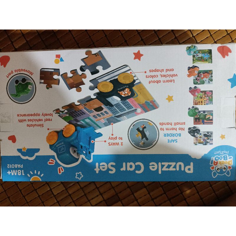 Bộ 6 xe ôtô bánh đà kèm xếp hình Puzzle Car Set quà tặng của Bobby