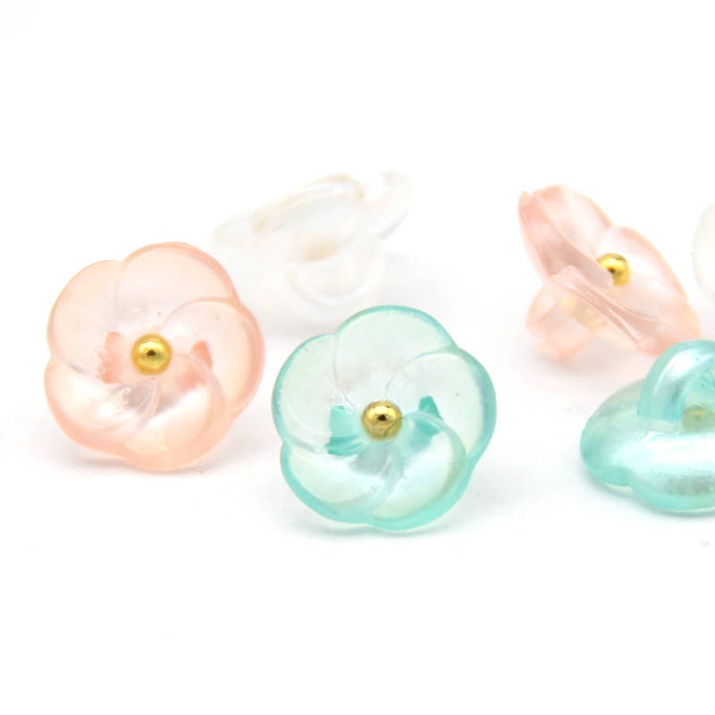 Set 50 Cúc Áo Nhựa 12mm Hình Bông Hoa Đính Ngọc Trai Giả Thời Trang