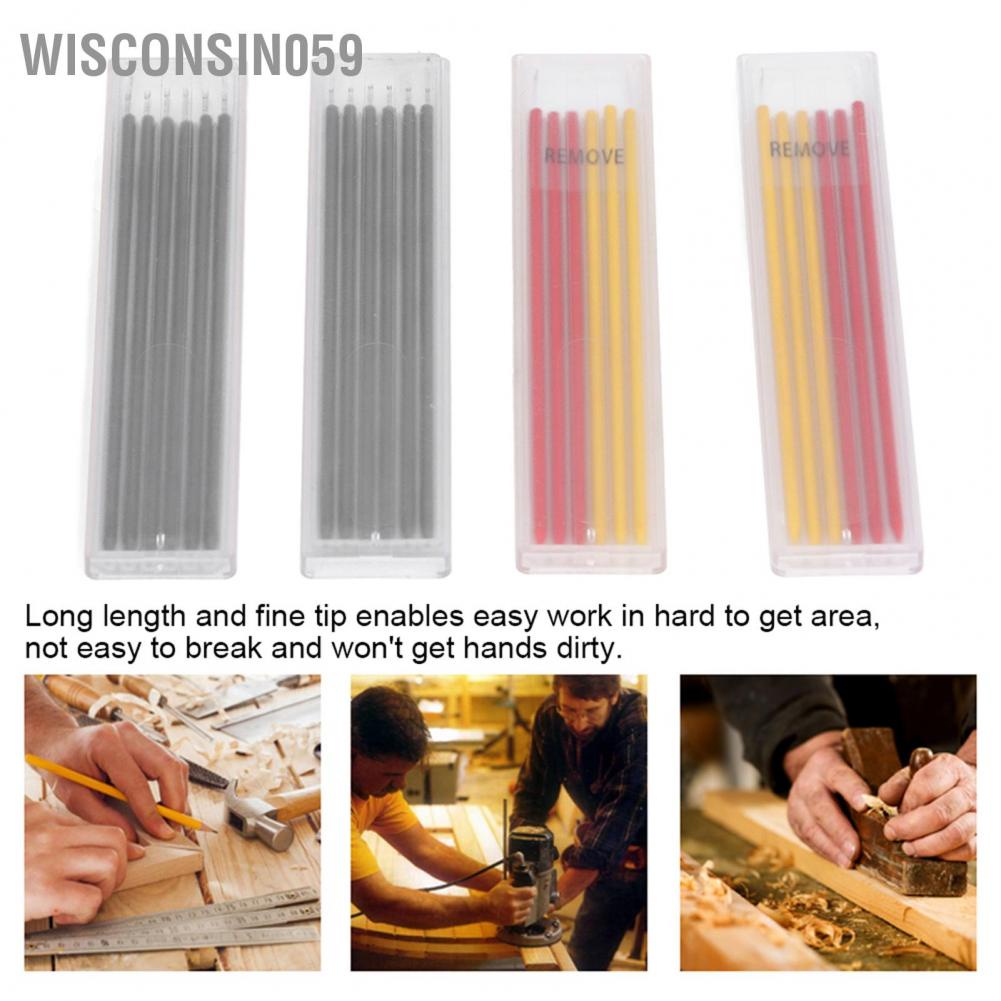 Wisconsin059 24Pcs Carpenter Pencil Refill Red Yellow Black Marking Scribing Tool Set Kit for Woodworking