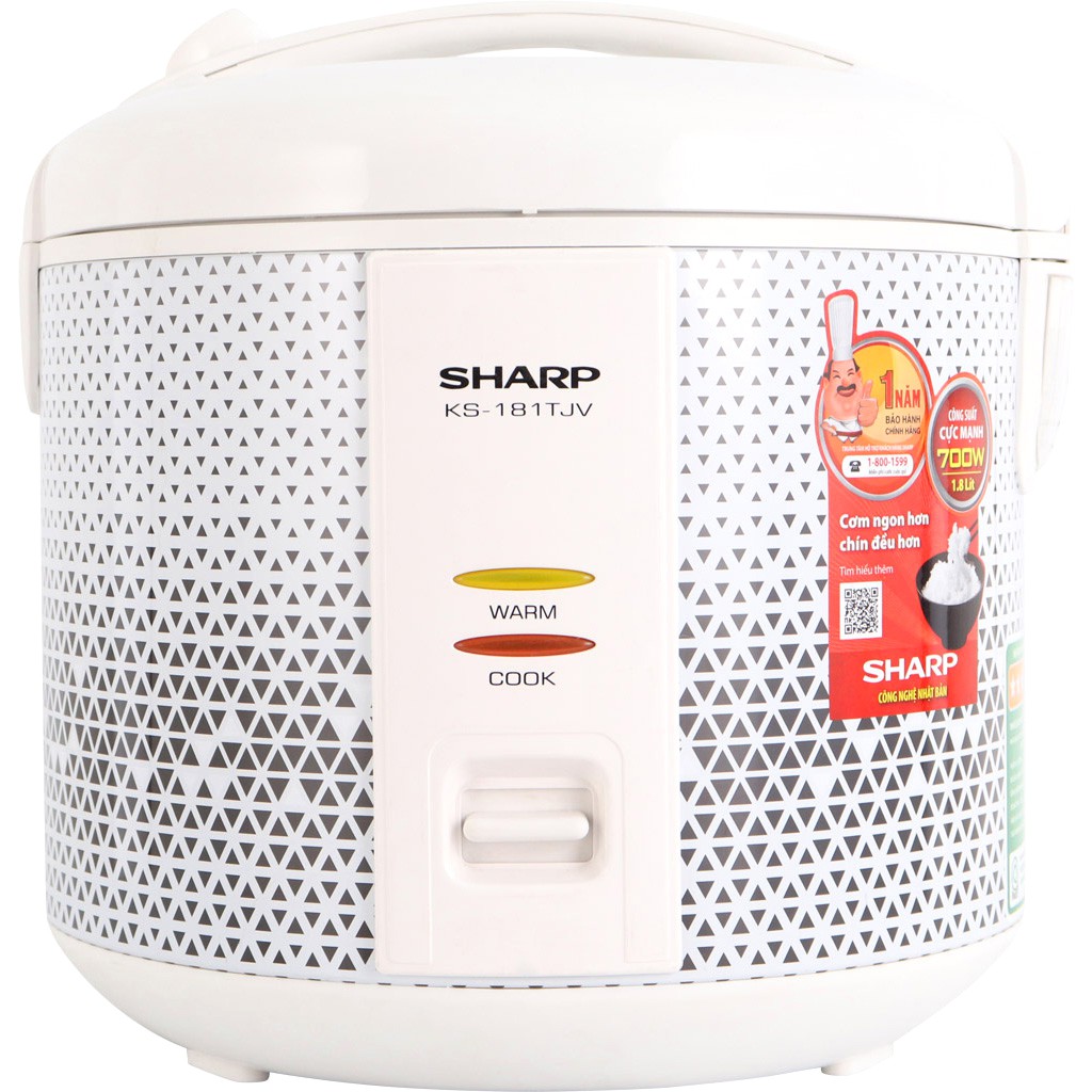 Nồi cơm điện Sharp 1.8 lít KS-181TJV - Công suất 700W - Bảo hành 1 năm