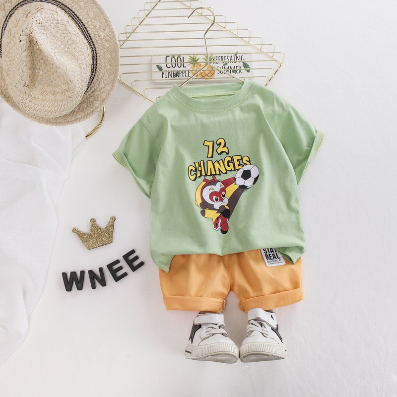 Set Áo Thun Tay Ngắn &amp; Quần Short Cho Bé Trai