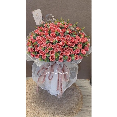 Bó hoa sáp cao 1m siêu to 100bông mix siêu lá táo cao cấp