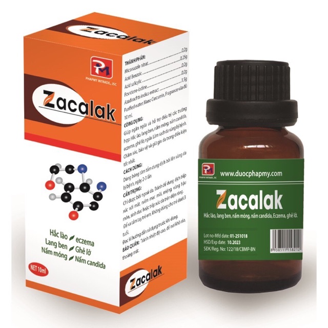 Dung dịch bôi da Zacalak Hắc lào, lang ben, nấm da, nấm móng
